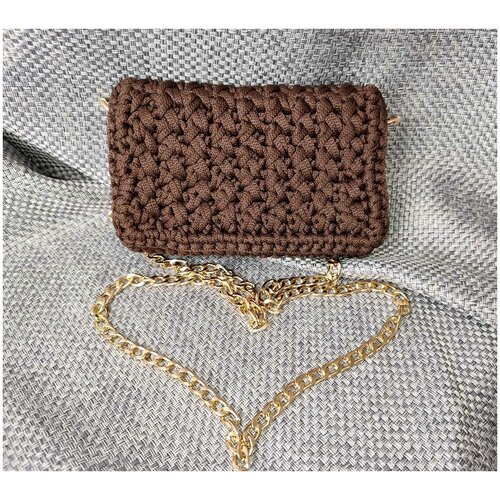 фото Сумка кросс-боди 267аа, фактура вязаная, коричневый нет бренда