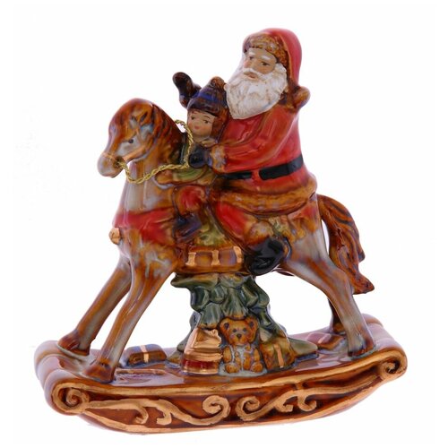 Фигурка декоративная "Дед Мороз на лошади ", L13 W5,5 H14 см