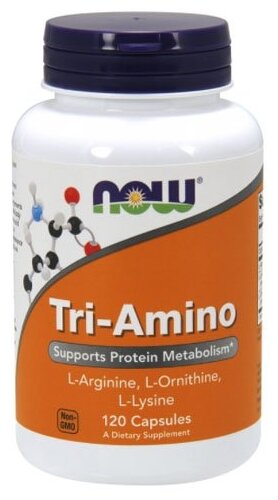 Amino-Tri NOW, Аминокислоты Комплекс (L-Аргинин, L-Орнитин, L-Лизин) -120 капсул