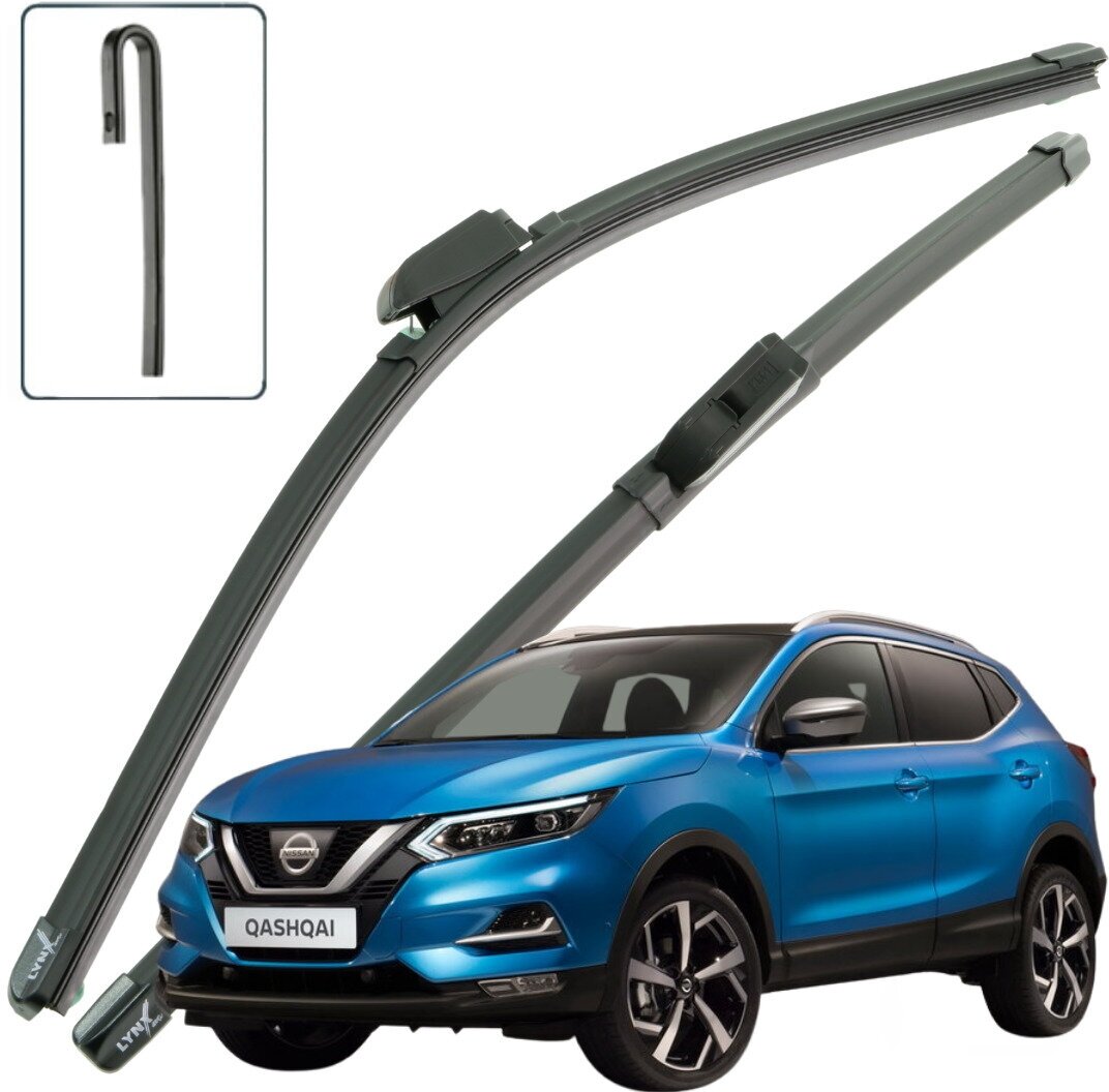 Дворники Nissan Qashqai (2) J11 Ниссан Кашкай джей11 рест 2017 2018 2019 2020 2021 2022 Щетки стеклоочистителя бескаркасные 650мм-400мм к-т 2шт