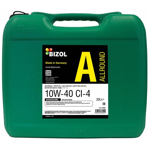 НС-синт. мот.масло BIZOL 85322 Allround 10W-40 CI-4/SL A3/B4/E7 DH-1 (20л)