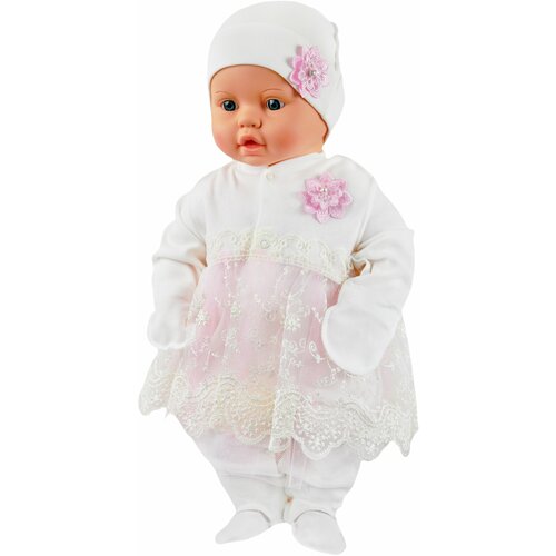 Комплект одежды  КРАСАВЕЛЛА для девочек, комбинезон и шапка, нарядный стиль, размер 56, розовый, бежевый