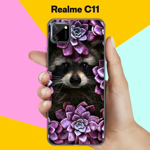 Силиконовый чехол на realme C11 Енот / для Реалми С11 силиконовый чехол на realme c11 реалми с11 любопытный енот