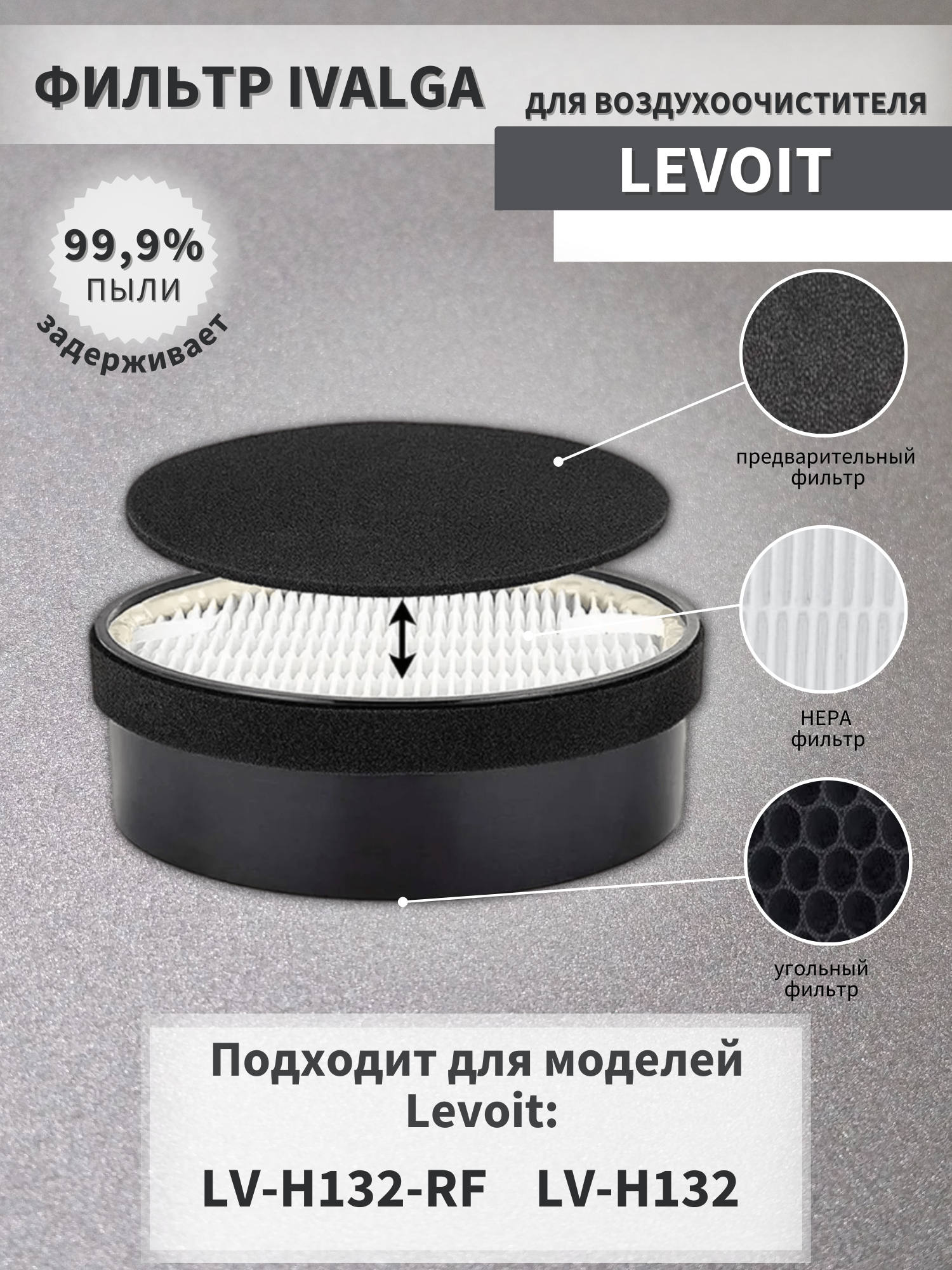 Фильтр для воздухоочистителя Levoit LV-H132-RF, LV-H132,VITEK VT-8554