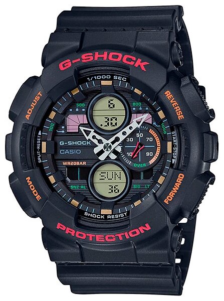 Наручные часы CASIO G-Shock GA-140-1A4, черный, красный