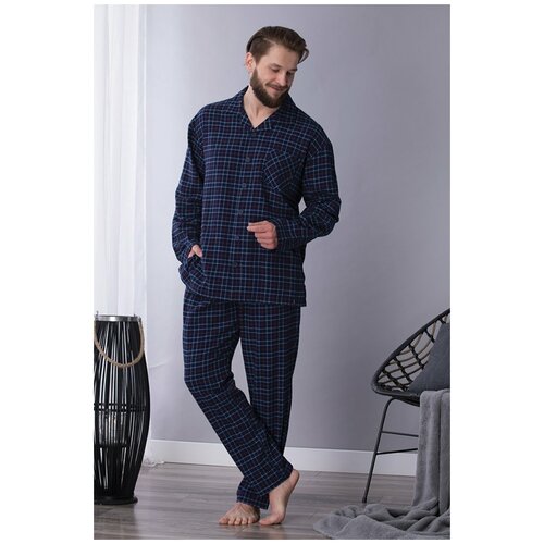 Пижама мужская фланелевая KEY MNS 458 B21, L(50-52) синяя