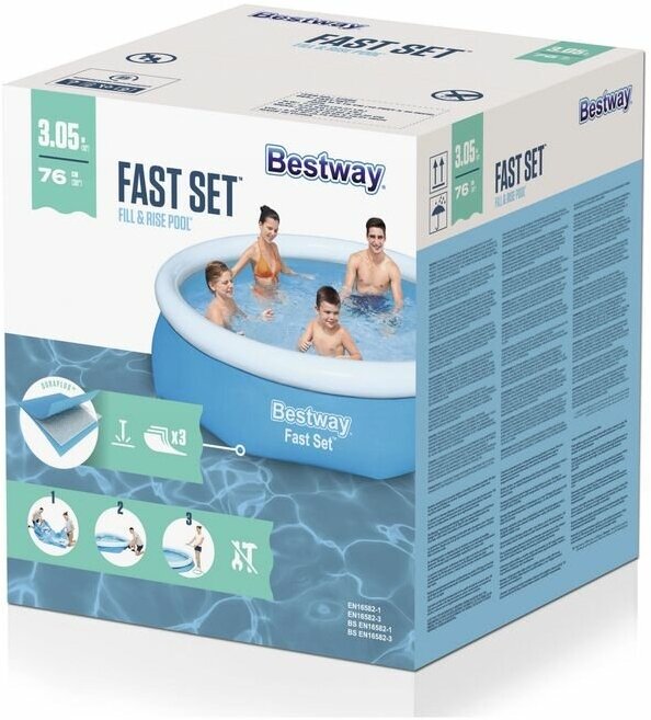 Бассейн надувной BESTWAY Fast Set, 305х305х76 см