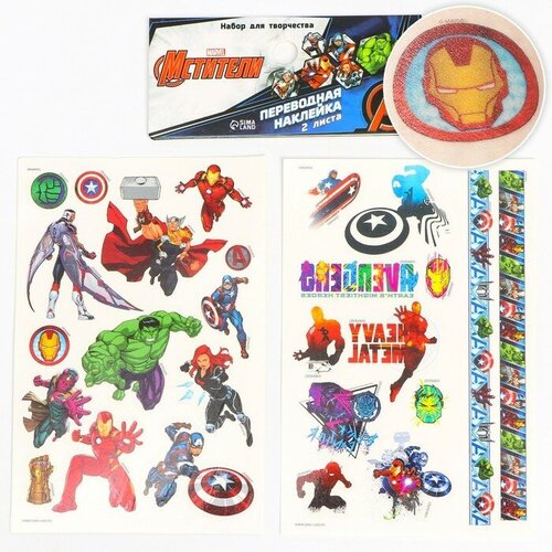 Набор детских татуировок Marvel Avengers Мстители, 2 листа тату-переводок