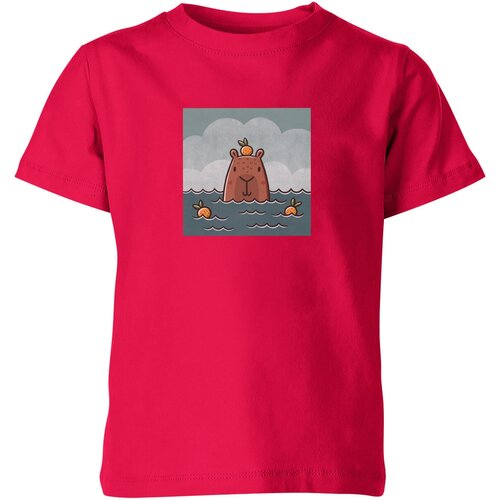 Футболка Us Basic, размер 4, розовый детская футболка балдежная капибара и мандарины мем море 104 красный