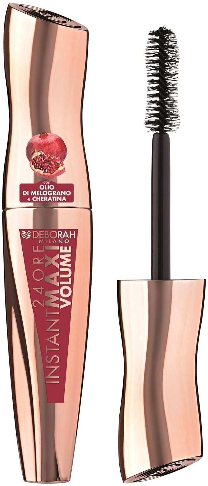 DEBORAH MILANO Тушь для ресниц с гранатом Максимальный Объем 24 Ore Instant Maxi Volume Mascara, 12 мл, Черный