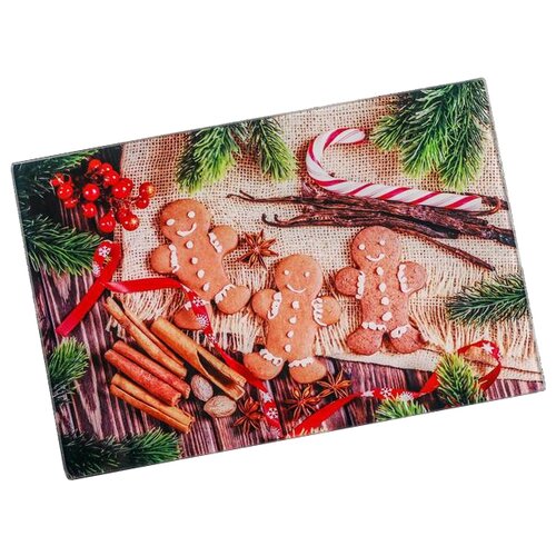 фото Разделочная доска доляна новогодняя суета, 5046425, 30х20 см разноцветный