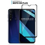 Защитное стекло ROSCO для Motorola Moto G8 Plus (Моторола Мото Джи 8 Плюс) с премиальным олеофобным покрытием, с черной рамкой, легко наклеить - изображение