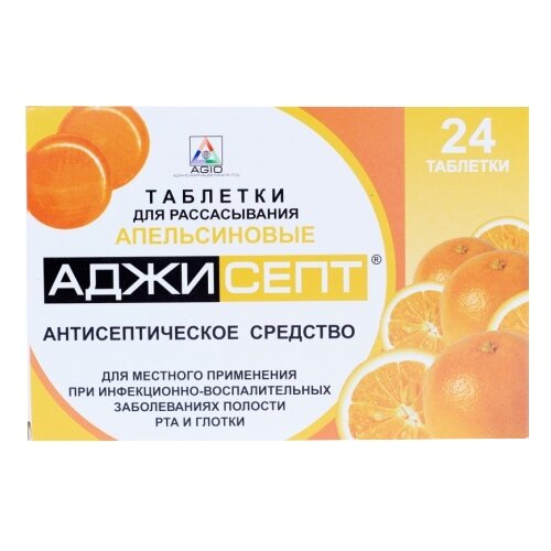 Аджисепт таб. д/рассас., 24 шт., апельсин