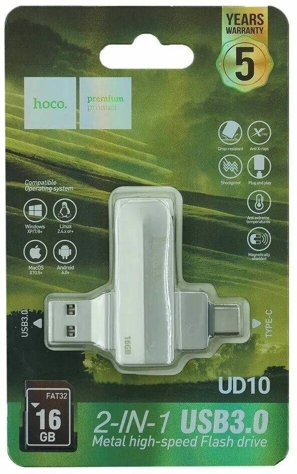 USB-флешка Hoco UD10 Wise, Type-C, 16GB, цвет серебристый, 1 шт - фотография № 8