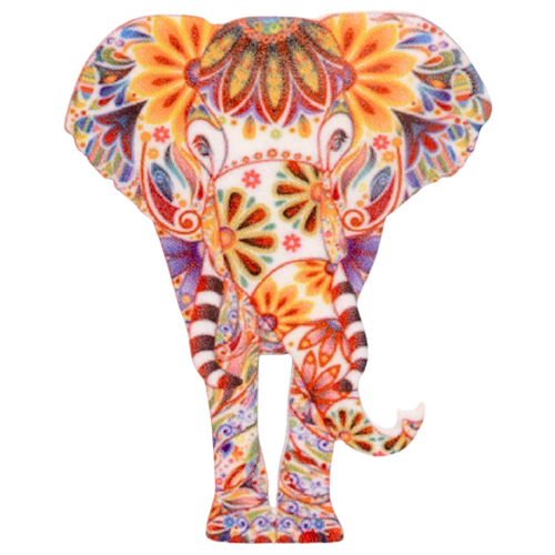 фото Значок бижутерный слон (замок-булавка, разноцветный) 54770 otokodesign