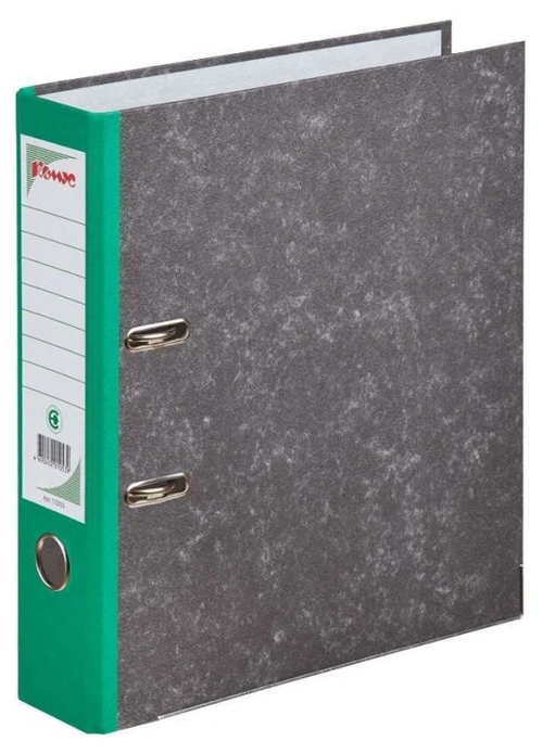Папка-регистратор мраморная А4, картон, 75 мм, зеленый/мрамор
