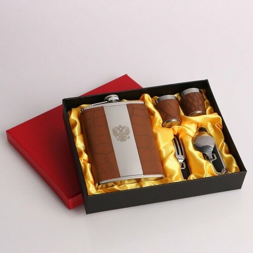 MARU Подарочный набор 5 в 1 Рептилия фляжка 240 мл 2 ножика 7в1 2 рюмки 17 х 23 см 1437₽