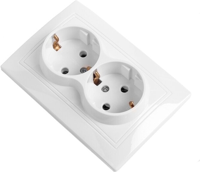 фото Розетка Smartbuy "Венера", двухместная, керамика, 16 А , с заземлением, белая