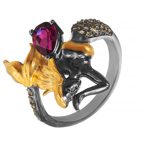 фото Element47 кольцо из серебра 925 пробы с родолитами и перидотами yr00952_ko_pd_rh_002_bj, размер 17.5