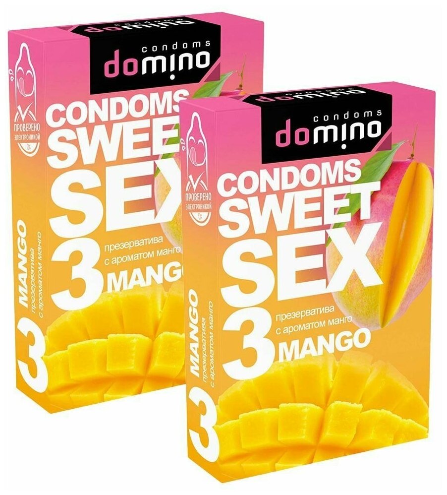 Презервативы ароматизированные DOMINO Sweet Sex с ароматом манго, 2 упаковки , 6 шт.