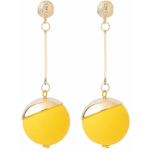 Серьги с подвесками , эпоксидная смола, желтый, золотой