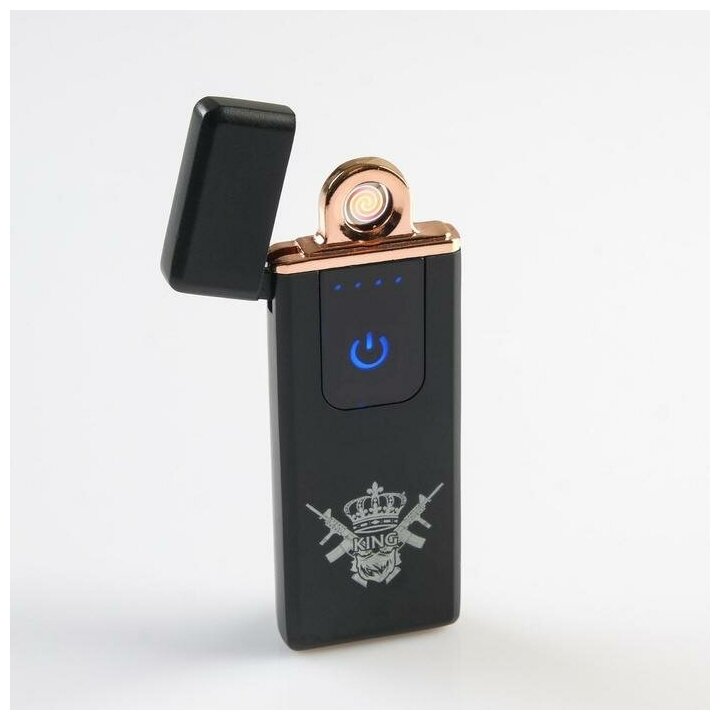 Зажигалка электронная "KING", USB, спираль, 3 х 7.3 см, черная 5244320 - фотография № 1