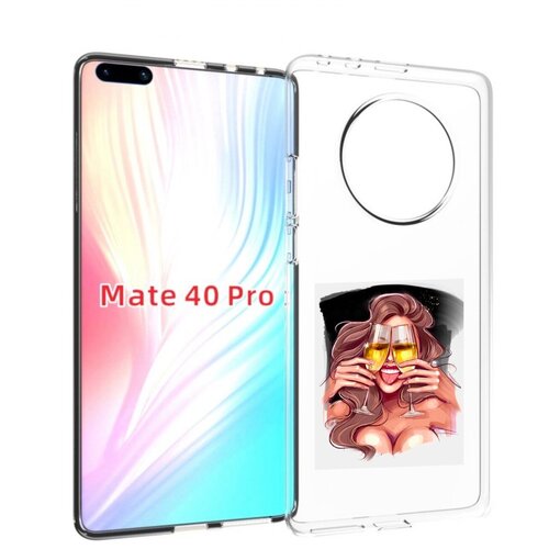 Чехол MyPads любительница-шампанского-модель женский для Huawei Mate 40 Pro (NOH-NX9) задняя-панель-накладка-бампер