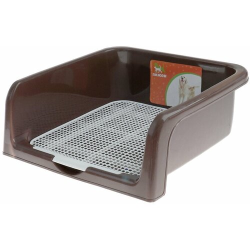 Туалет для собак с высокими бортами и съемной сеткой 42х41х16 см коричневый 3040₽