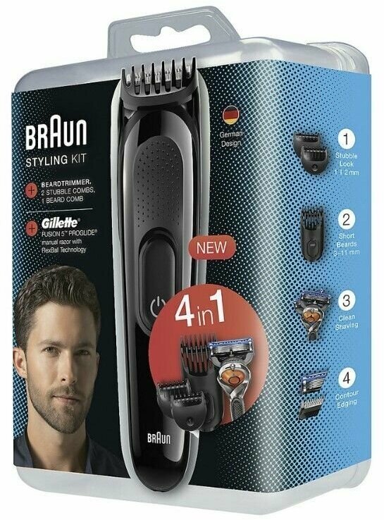 Триммер BRAUN SK3000 + Бритва Gillette + 1 кас, черный [81691735] - фото №14