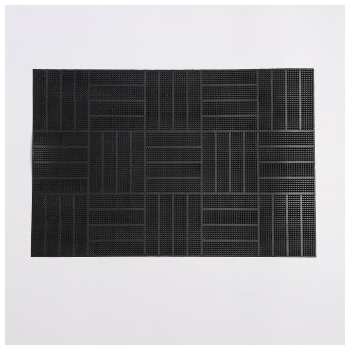 Коврик придверный резиновый «Паркет», 40×60 см, цвет чёрный - фотография № 3
