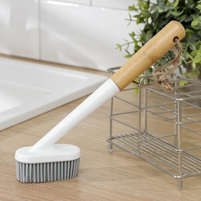 Доляна Щётка для посуды Доляна Meli, бамбуковая ручка, ворс TPR 2 см, 3,5×25 см