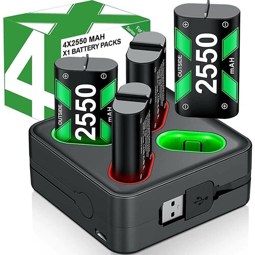 Аккумуляторы 4 штуки 2550mah и зарядная станция (база) для Xbox One S/X и Xbox Series S/X Beboncool игра injustice 2 legendary edition xbox one xbox series s xbox series x цифровой ключ