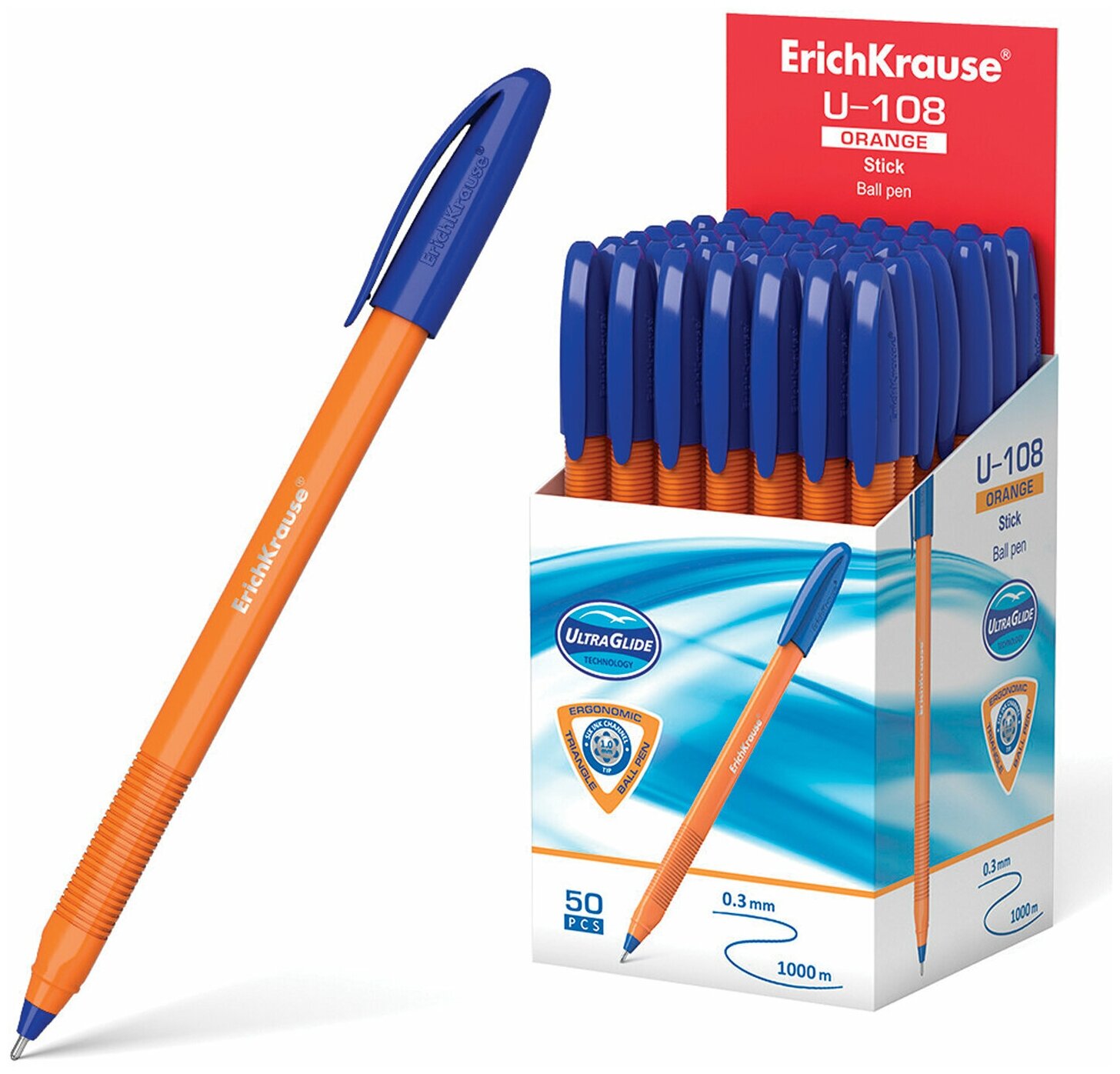 ErichKrause Набор шариковых ручек U-108 Orange Stick Ultra Glide Technology, 1.0 мм, 47582, 50 шт.