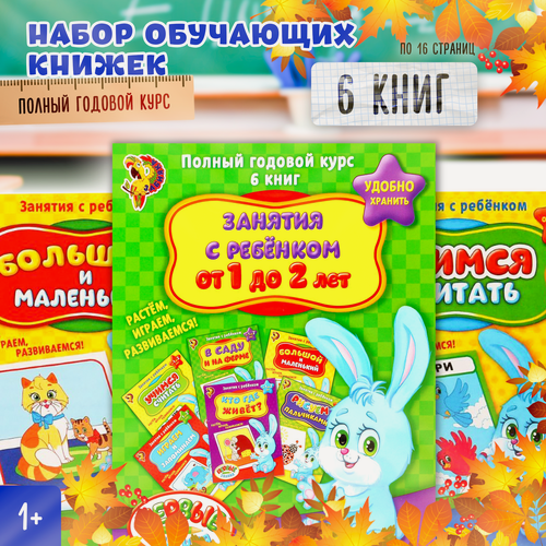 Изображение товара Набор обучающих книг «Полный годовой курс. Серия от 1 до 2 лет», 6 книг по 16 стр, в папке, для детей и малышей