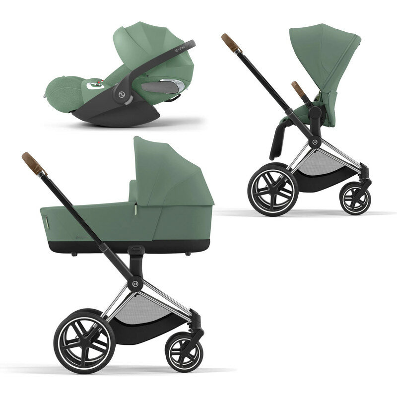 Cybex Priam IV Коляска 3 в 1, шасси IV Chrome Brown/Leaf Green