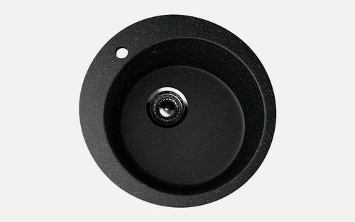 Изображение товара Каменная мойка для кухни врезная SURAGRAN S-13, 495 мм круглая, цвет черный/Раковина для кухни