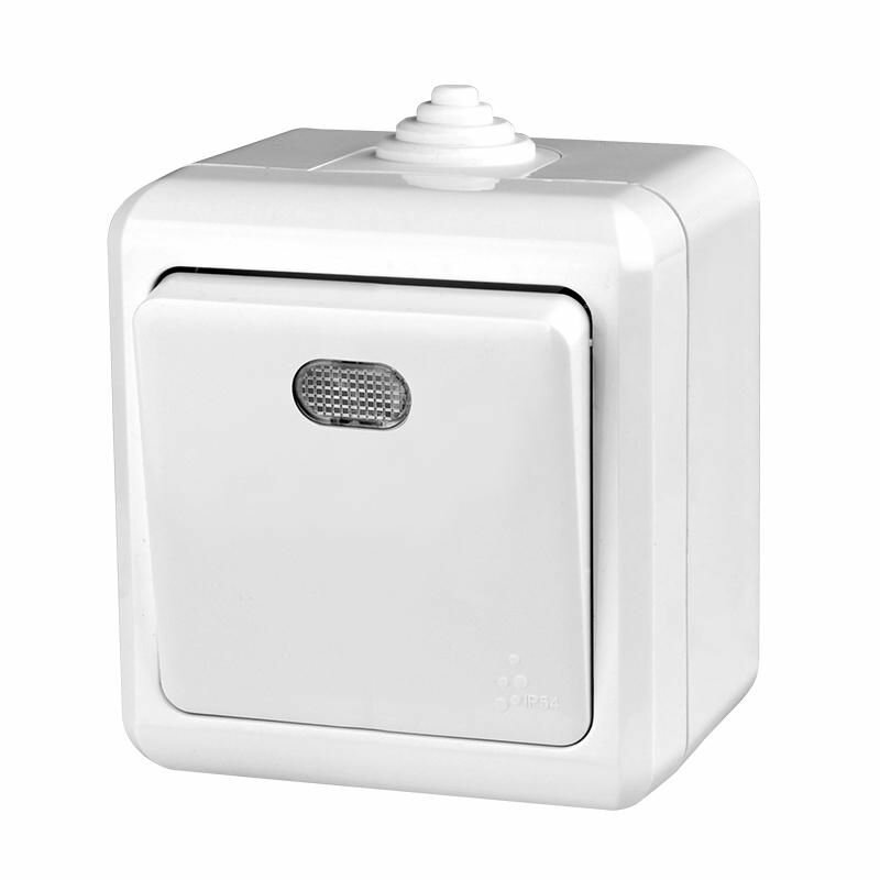 Выключатель TOKOV ELECTRIC 1-кл. ОП Dita IP54 10А 250В с индикацией бел - фото №2