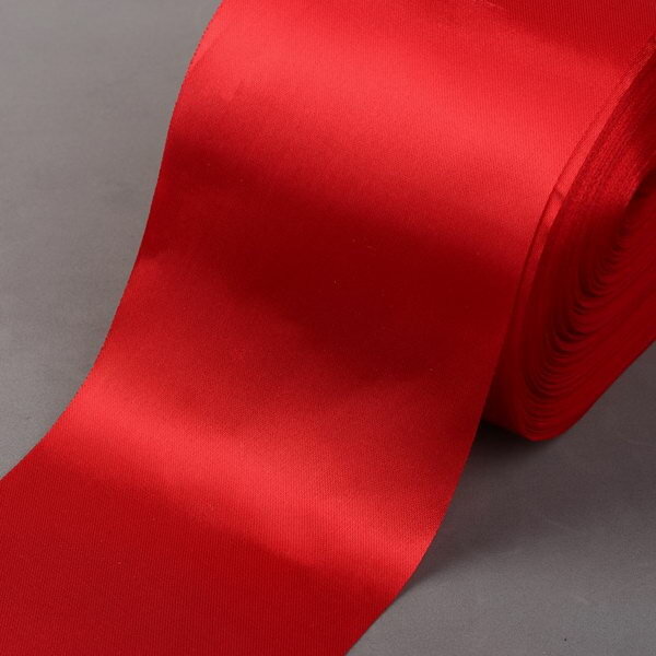 Лента атласная, 100 мм x 100 +- 5 м, цвет красный