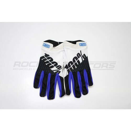 Мотоперчатки кроссовые 100% #5 (M, белый/черный/синий)