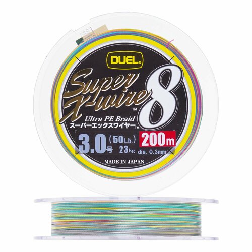 шнур плетеный duel pe super x wire 8 150m 0 8 5color yellow marking 7kg 0 15mm Шнур плетеный Duel PE Super X-Wire 8 #3 0,30мм 200м (5Color-Yellow Marking)