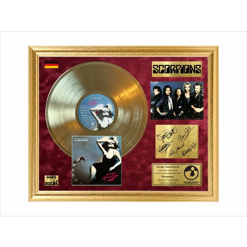 Scorpions Savage amusement золотая виниловая пластинка в рамке и автографы музыкантов виниловая пластинка sony music scorpions savage amusement
