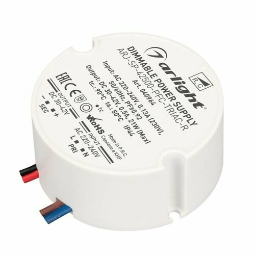 Блок питания Arlight ARJ-SP-42500-PFC-TRIAC-R (21W, 30-42V, 500mA) 040964