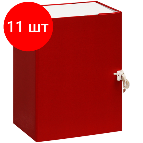 Комплект 11 шт, Короб архивный с завязками OfficeSpace разборный, БВ, 150мм, красный, клапан МГК