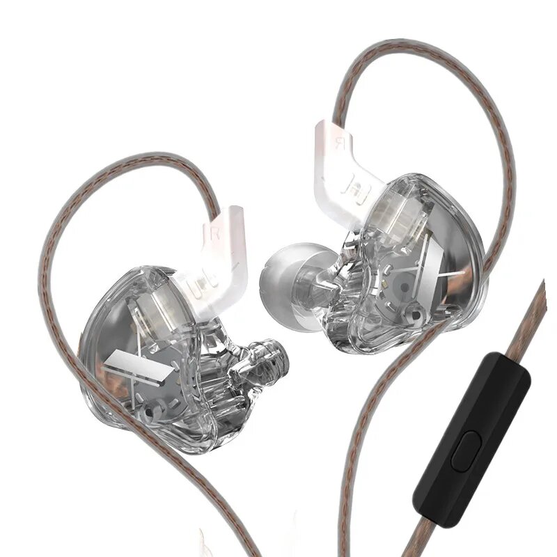 KZ EDX динамические наушники-вкладыши, Clear gray with mic