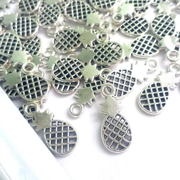 Подвеска Ананас, цвет серебристый, размер 10х21 мм, цена за 20 штук