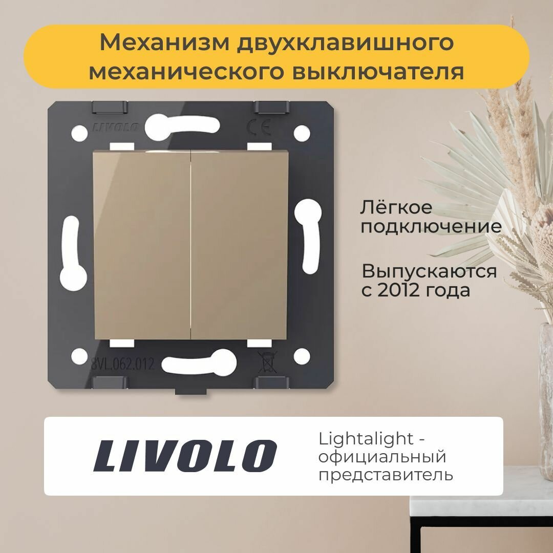 Механизм двухклавишного проходного механического выключателя Livolo