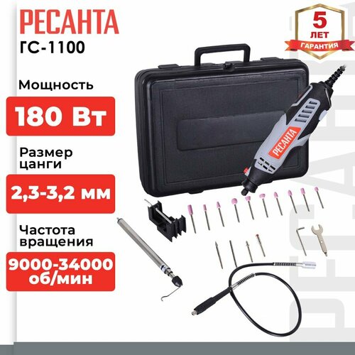 Гравер РЕСАНТА Г-180ЭГ, 180 Вт серый кейс