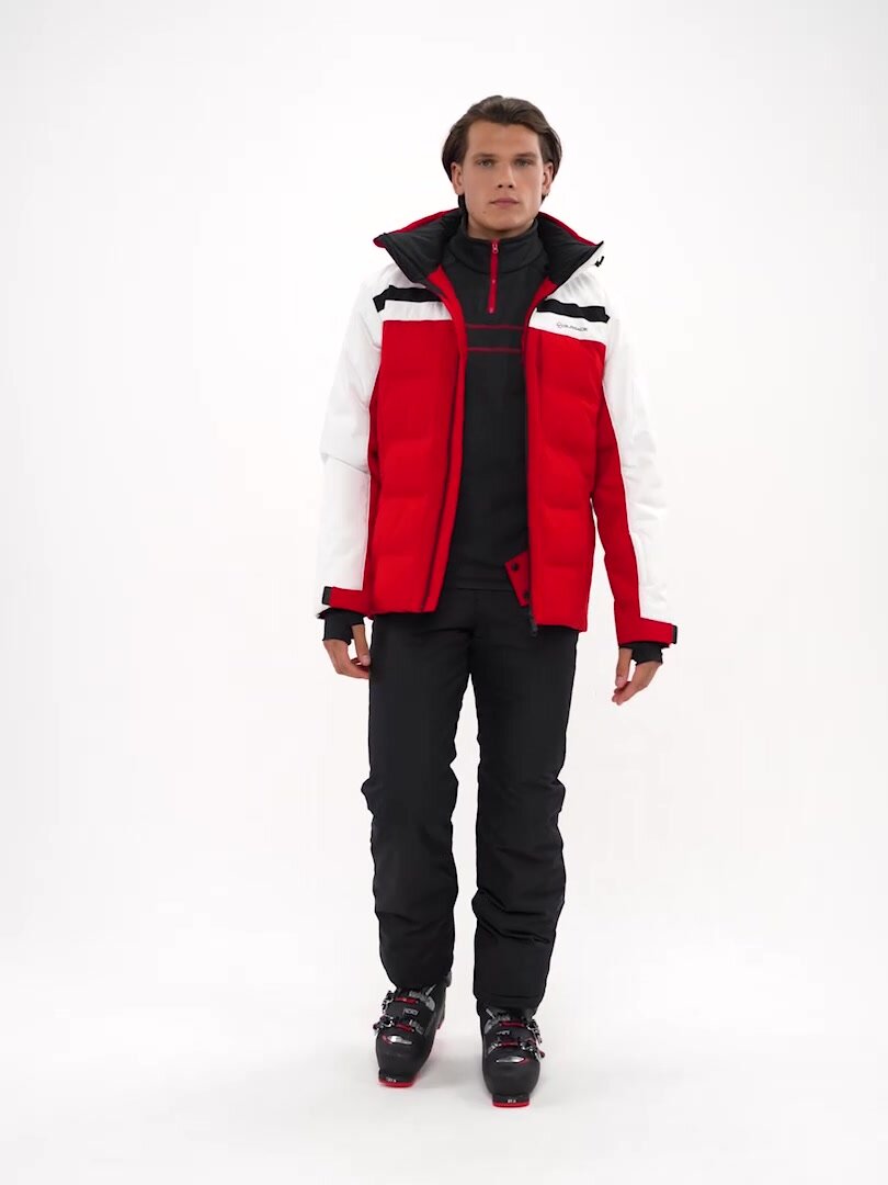 Куртка GLISSADE Men's Faux Down jacket, размер 48, белый-красный — фото 1