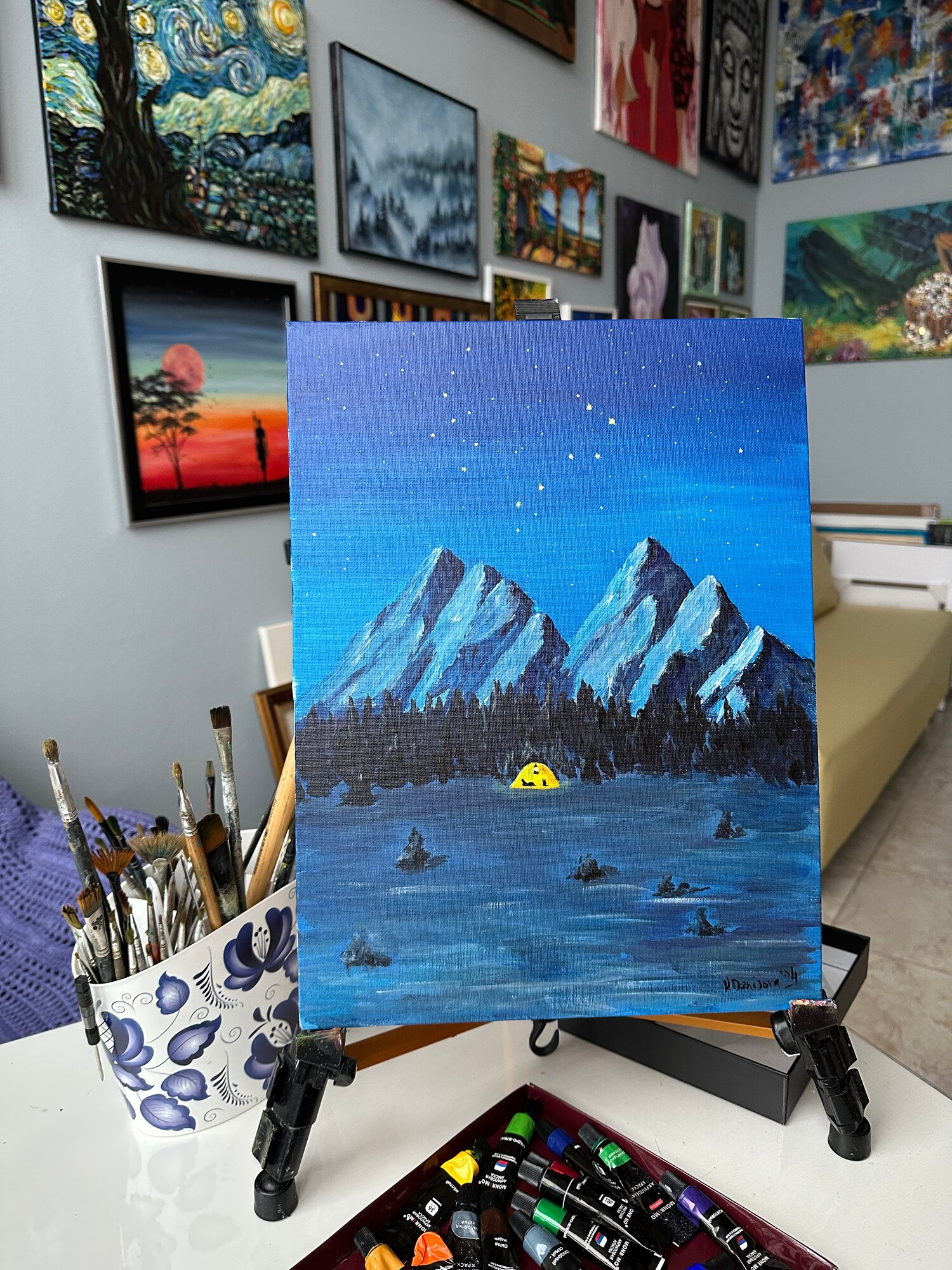 Картина "Большая Медведица" 30x40 см, холст на ДВП, ручная работа