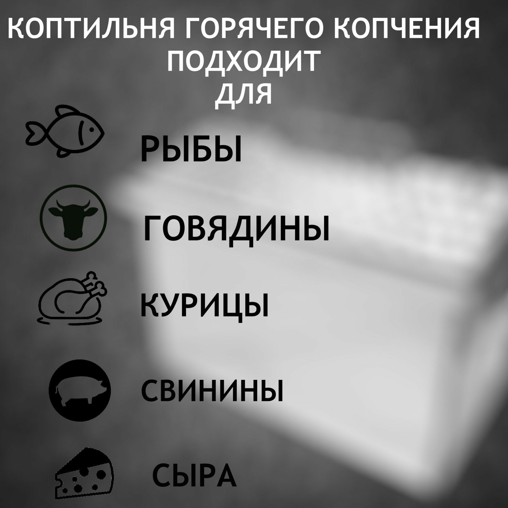 Коптильня для горячего копчения из нержавеющей стали 2мм 500х300х300 — фото 1